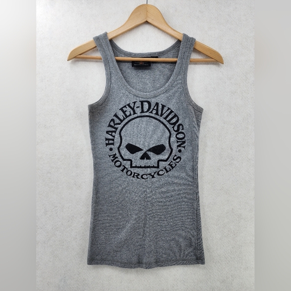 Harley-Davidson Tops - Harley Davidson Gray Tank Top Women's Size Small Sparkly Willie G Logo